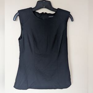 Banana Republic Padded Shoulder Sleeveless Dress Top/Blouse, Black (SIZE 0)